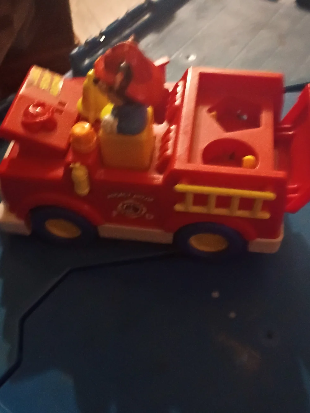 Retro Disney Red and Yellow Mickey Mouse Fire Rescue Truck Toy